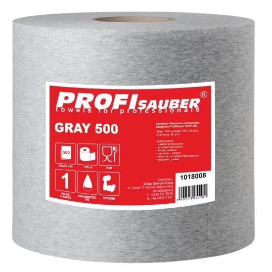 Gray nonwoven industrial cleaning cloth ProfiSauber GRAY 500 Gray nonwoven industrial cleaning cloth ProfiSauber GRAY 500