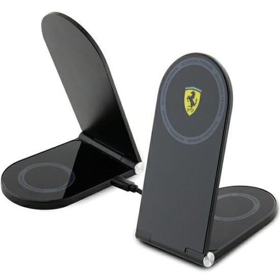 Ferrari Printed Logo MagSafe foldable 2in1 15W inductive charger - black Ferrari Printed Logo MagSafe foldable 2in1 15W inductive charger - black