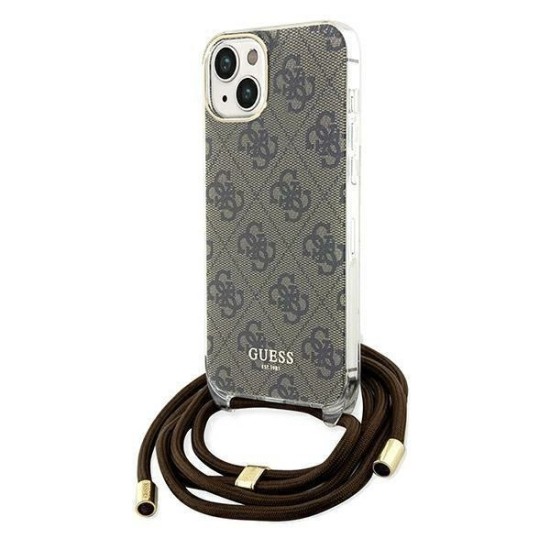 Guess Crossbody Cord 4G Print case for iPhone 15 / 14 / 13 - brown Guess Crossbody Cord 4G Print case for iPhone 15 / 14 / 13 - brown