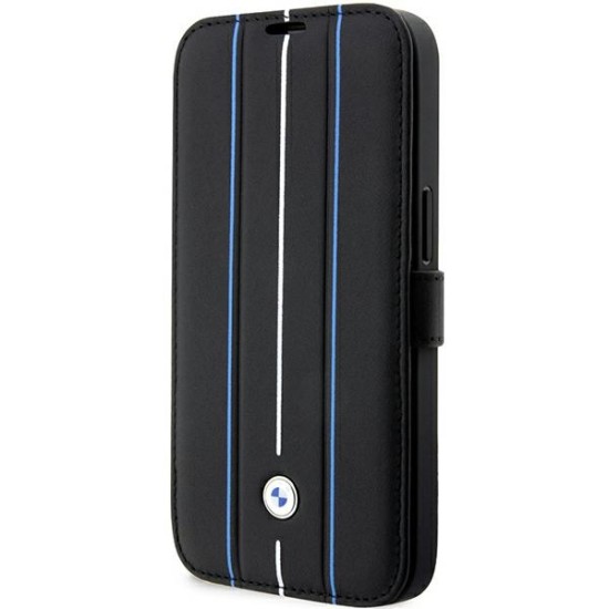 Case BMW BMBKP14L22RVSK iPhone 14 Pro 6.1" black/black bookcase Leather Stamp Blue Lines Case BMW BMBKP14L22RVSK iPhone 14 Pro 6.1" black/black bookcase Leather Stamp Blue Lines