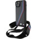 BMW M Edition Carbon Tricolor Lines & Strap case for iPhone 15 Plus / 14 Plus - black BMW M Edition Carbon Tricolor Lines & Strap case for iPhone 15 Plus / 14 Plus - black