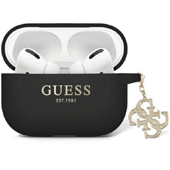 Guess GUAP2LECG4K case for AirPods Pro 2 cover - black Liquid Silicone Glitter Triangle Charm Guess GUAP2LECG4K case for AirPods Pro 2 cover - black Liquid Silicone Glitter Triangle Charm