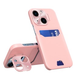 Leather Stand Case for iPhone 14 Plus Card Wallet Cover with Stand Pink Leather Stand Case for iPhone 14 Plus Card Wallet Cover with Stand Pink