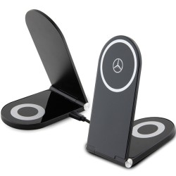 Mercedes Silver Stars MagSafe foldable 2in1 15W inductive charger - black Mercedes Silver Stars MagSafe foldable 2in1 15W inductive charger - black
