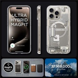Spigen Ultra Hybrid Mag Case with MagSafe for iPhone 15 Pro Max - Natural Titanium (Zero One Pattern)