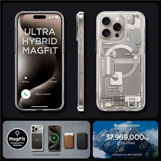 Spigen Ultra Hybrid Mag Case with MagSafe for iPhone 15 Pro Max - Natural Titanium (Zero One Pattern) Spigen Ultra Hybrid Mag Case with MagSafe for iPhone 15 Pro Max - Natural Titanium (Zero One Pattern)