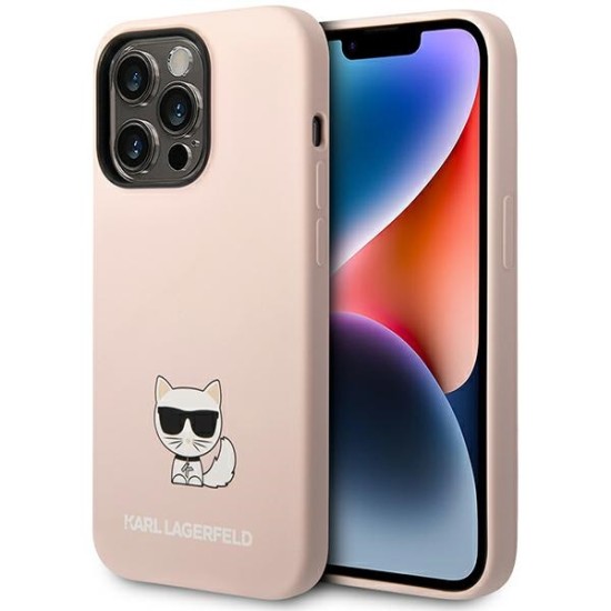 Karl Lagerfeld KLHCP14LSLCTPI iPhone 14 Pro 6.1 "hardcase light pink / light pink Silicone Choupette Body Karl Lagerfeld KLHCP14LSLCTPI iPhone 14 Pro 6.1 "hardcase light pink / light pink Silicone Choupette Body