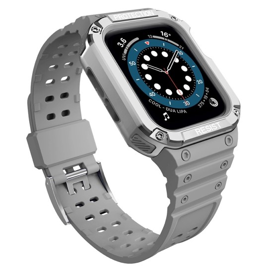 Protect Strap Band for Apple Watch 38/40/41mm Armored Case Strap - Gray, Silver Protect Strap Band for Apple Watch 38/40/41mm Armored Case Strap - Gray, Silver