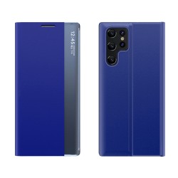 New Sleep View Case for Samsung S24 Ultra with flap - blue New Sleep View Case for Samsung S24 Ultra with flap - blue