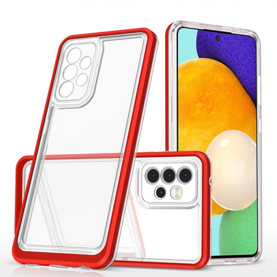 Clear 3in1 Case for Samsung Galaxy A73 Frame Cover Gel Red Clear 3in1 Case for Samsung Galaxy A73 Frame Cover Gel Red