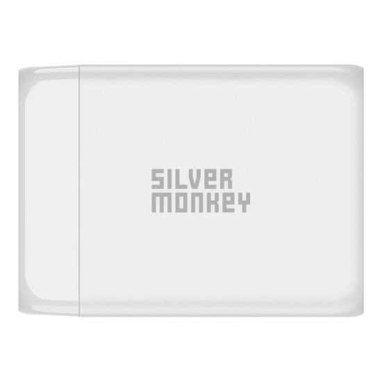 Silver Monkey SMA156 200W GaN charger 3x USB-C PD USB-A QC 3.0 with detachable power cable - white