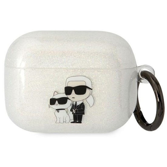 Karl Lagerfeld KLAPHNKCTGT Airpods Pro cover transparent Gliter Karl&amp;amp;Choupette