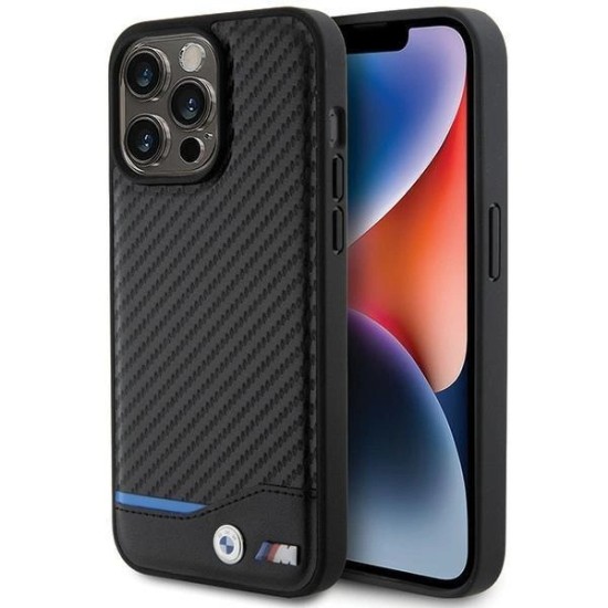 BMW Leather Carbon case for iPhone 15 Pro Max - black BMW Leather Carbon case for iPhone 15 Pro Max - black