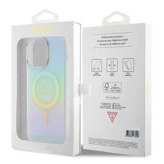 Guess IML Iridescent MagSafe case for iPhone 15 Pro - turquoise Guess IML Iridescent MagSafe case for iPhone 15 Pro - turquoise
