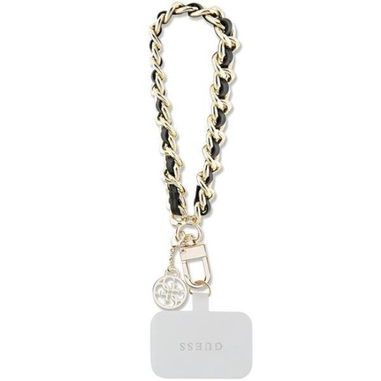 Guess GUOUCHSAMC4K Universal Hand Strap Case - Black Saffiano Chain 4G Charm Guess GUOUCHSAMC4K Universal Hand Strap Case - Black Saffiano Chain 4G Charm