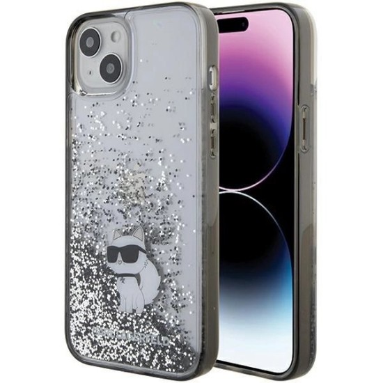 Karl Lagerfeld Liquid Glitter Choupette case for iPhone 15 Plus - transparent Karl Lagerfeld Liquid Glitter Choupette case for iPhone 15 Plus - transparent
