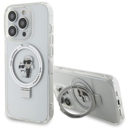 Karl Lagerfeld Ring Stand Karl&amp;Choupette MagSafe case for iPhone 13 Pro Max - white