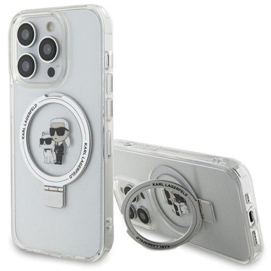 Karl Lagerfeld Ring Stand Karl&amp;Choupette MagSafe case for iPhone 13 Pro Max - white