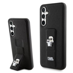 Karl Lagerfeld Gripstand Saffiano Karl&amp;Choupette Pins case for Samsung Galaxy S23 FE - black