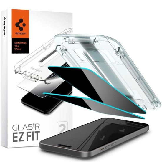 Spigen Glas.tR EzFit Privacy Tempered Glass for iPhone 15/16 with Adapter (2 pcs.) Spigen Glas.tR EzFit Privacy Tempered Glass for iPhone 15/16 with Adapter (2 pcs.)