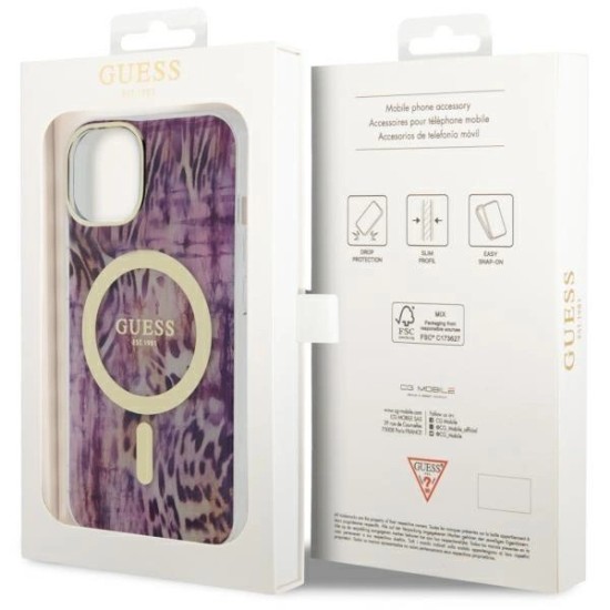Guess Leopard MagSafe case for iPhone 14 - pink Guess Leopard MagSafe case for iPhone 14 - pink