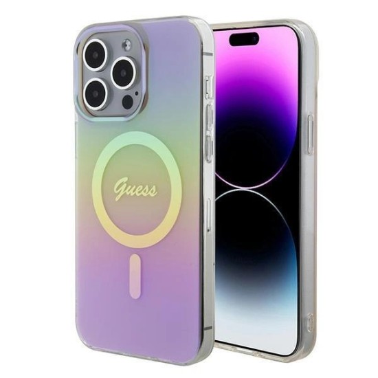 Guess GUHMP15XHITSP iPhone 15 Pro Max 6.7" pink/pink hardcase IML Iridescent MagSafe Guess GUHMP15XHITSP iPhone 15 Pro Max 6.7" pink/pink hardcase IML Iridescent MagSafe