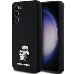 Karl Lagerfeld Silicone Karl&amp;amp;Choupette Metal Pin case for Samsung Galaxy S23+ - black