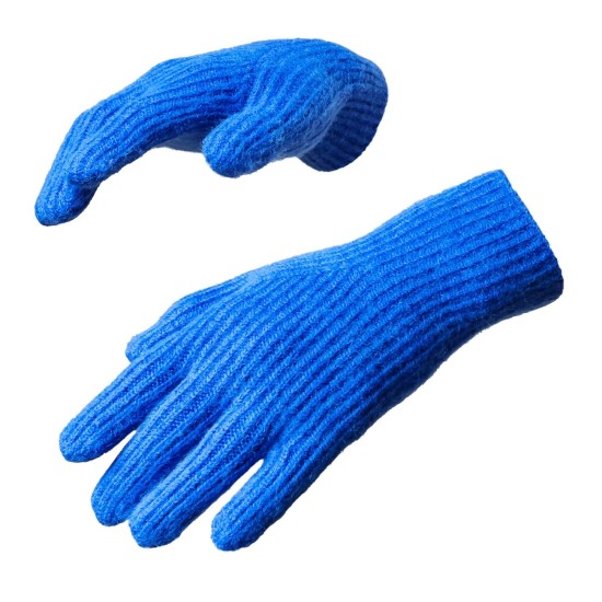 Braided telephone gloves with cutouts for fingers - blue Braided telephone gloves with cutouts for fingers - blue