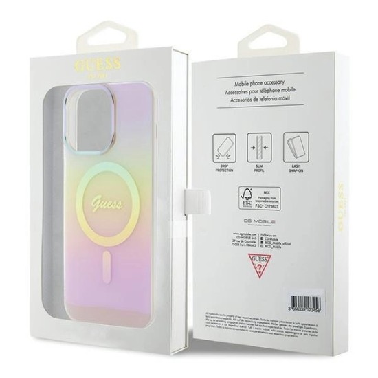 Guess IML Iridescent MagSafe case for iPhone 15 Pro - pink