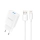 Dudao A4EU USB-A 2.1A wall charger - white + USB-A - Lightning cable Dudao A4EU USB-A 2.1A wall charger - white + USB-A - Lightning cable