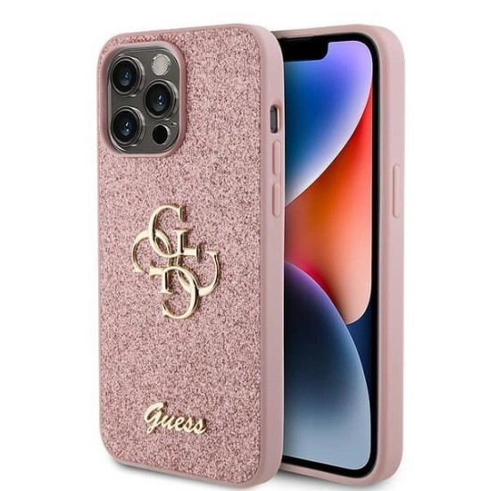 Guess GUHCP15LHG4SGP iPhone 15 Pro 6.1" pink/pink hardcase Glitter Script Big 4G Guess GUHCP15LHG4SGP iPhone 15 Pro 6.1" pink/pink hardcase Glitter Script Big 4G