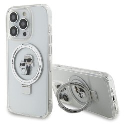 Karl Lagerfeld Ring Stand Karl&amp;Choupette MagSafe case for iPhone 13 Pro / 13 - white