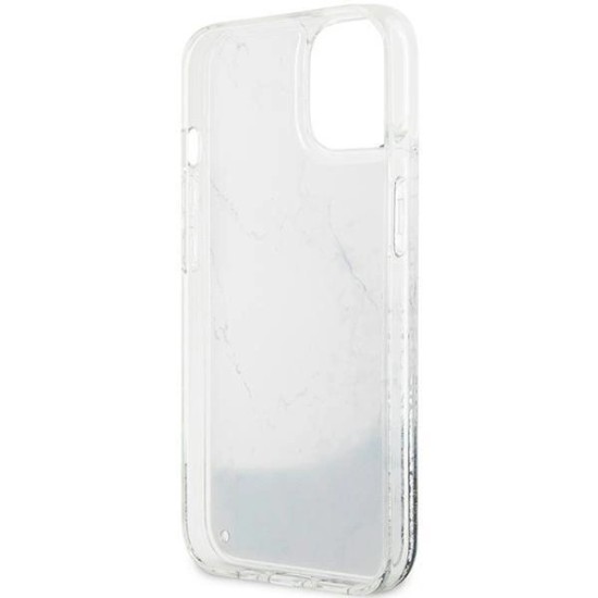 Guess Liquid Glitter Marble case for iPhone 14 - white Guess Liquid Glitter Marble case for iPhone 14 - white