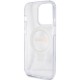 Guess Ring Stand Script Glitter MagSafe case for iPhone 15 Pro - transparent