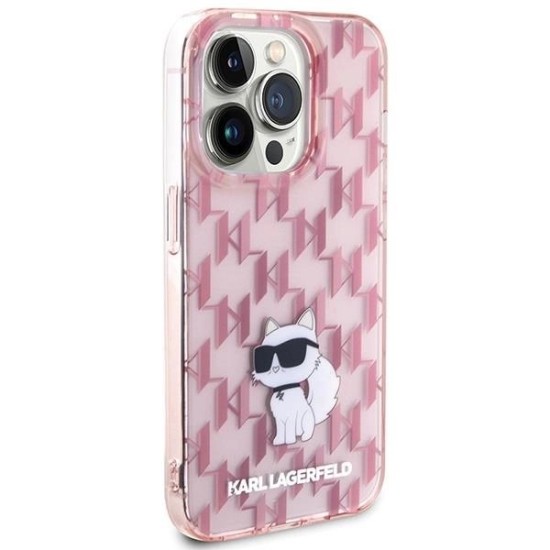 Karl Lagerfeld Monogram Choupette iPhone 15 Pro Case - Pink