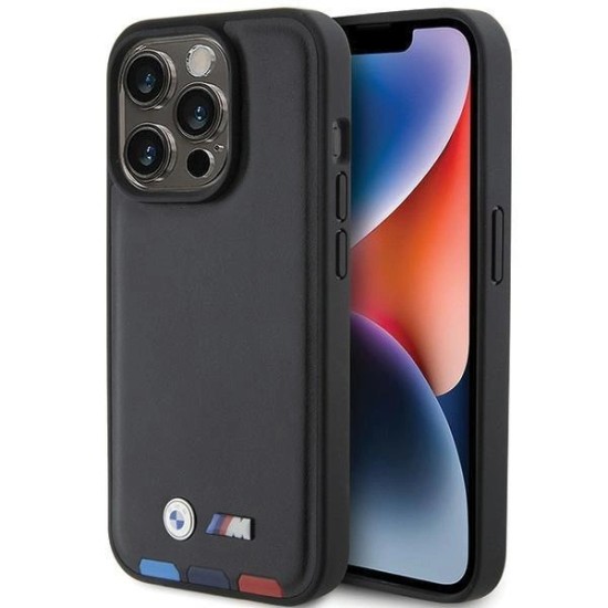 BMW BMHCP15L22PTDK iPhone 15 Pro 6.1" black/black Leather Stamp Tricolor BMW BMHCP15L22PTDK iPhone 15 Pro 6.1" black/black Leather Stamp Tricolor