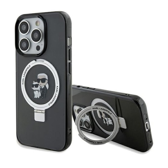 Karl Lagerfeld Ring Stand Karl&amp;Choupette MagSafe case for iPhone 14 Pro - black