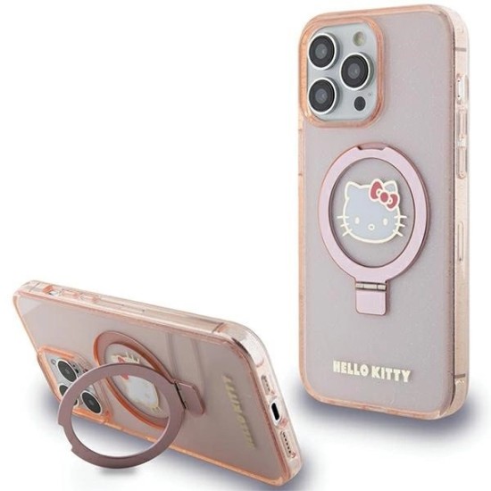 Hello Kitty Ring Stand Glitter Electrop Logo MagSafe Case for iPhone 15 Pro Max - Pink Hello Kitty Ring Stand Glitter Electrop Logo MagSafe Case for iPhone 15 Pro Max - Pink