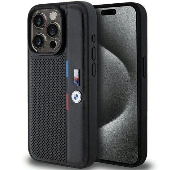 BMW Perforated Tricolor Line case for iPhone 15 Pro - black BMW Perforated Tricolor Line case for iPhone 15 Pro - black