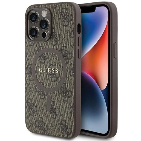 Guess 4G Collection Leather Metal Logo MagSafe Case for iPhone 13 Pro / iPhone 13 - Brown Guess 4G Collection Leather Metal Logo MagSafe Case for iPhone 13 Pro / iPhone 13 - Brown