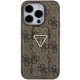 Guess Grip Stand 4G Triangle Strass case for iPhone 15 - brown
