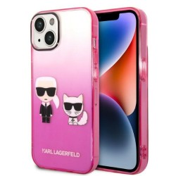 Karl Lagerfeld Gradient Ikonik Karl&Choupette Case for iPhone 14 Plus - Pink Karl Lagerfeld Gradient Ikonik Karl&Choupette Case for iPhone 14 Plus - Pink