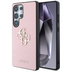 Guess Grained Big 4G Logo Small Classic Logo case for Samsung Galaxy S25 Ultra - pink
