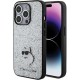 Karl Lagerfeld Fixed Glitter Choupette Logo Metal Pin Case for iPhone 15 Pro Max - Silver Karl Lagerfeld Fixed Glitter Choupette Logo Metal Pin Case for iPhone 15 Pro Max - Silver