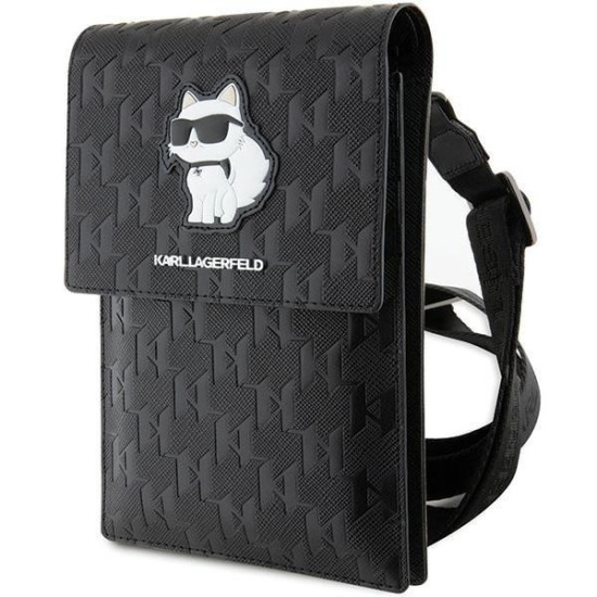 Karl Lagerfeld Case KLWBSAKHPCK Handbag - Black Saffiano Monogram Choupette Karl Lagerfeld Case KLWBSAKHPCK Handbag - Black Saffiano Monogram Choupette