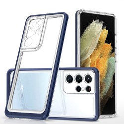 Clear 3in1 Case for Samsung Galaxy S22 Ultra Frame Gel Cover Blue Clear 3in1 Case for Samsung Galaxy S22 Ultra Frame Gel Cover Blue