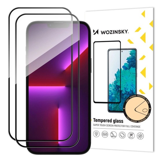 2pcs Full Screen Tempered Glass with Frame Case Friendly Wozinsky Full Glue iPhone 15 Pro - Black 2pcs Full Screen Tempered Glass with Frame Case Friendly Wozinsky Full Glue iPhone 15 Pro - Black