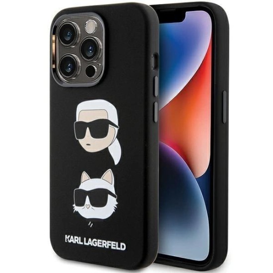 Karl Lagerfeld Silicone Karl&Choupette Head case for iPhone 15 Pro - black Karl Lagerfeld Silicone Karl&Choupette Head case for iPhone 15 Pro - black