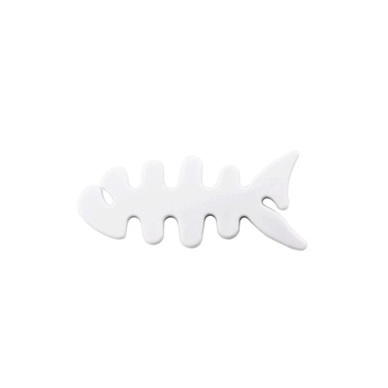 Fish-shaped headphone cable wrap - white Fish-shaped headphone cable wrap - white
