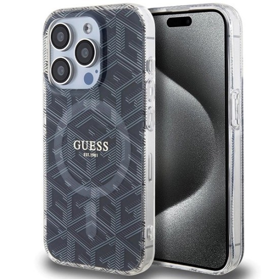 Guess IML GCube MagSafe case for iPhone 15 Pro - black Guess IML GCube MagSafe case for iPhone 15 Pro - black